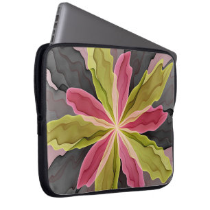 Joy, roze groene antracite Fantasy Fantasy Flower Laptop Sleeve