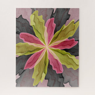 Joy, roze groene antracite Fantasy Fantasy Flower Legpuzzel