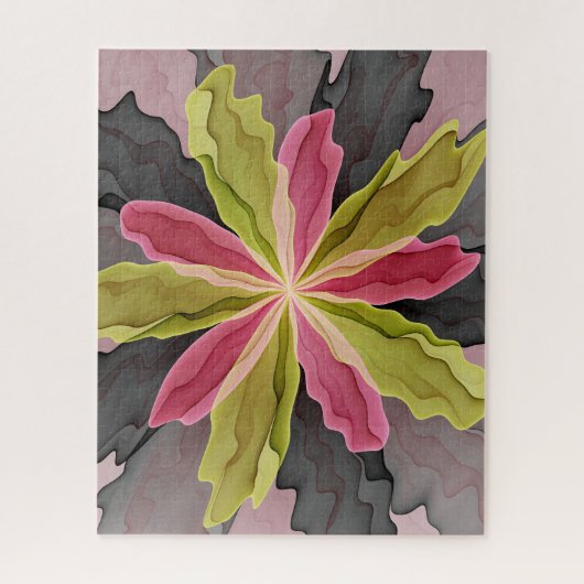 Joy, roze groene antracite Fantasy Fantasy Flower Legpuzzel (Verticaal)