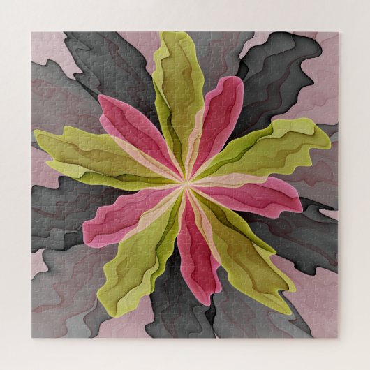 Joy, roze groene antracite Fantasy Fantasy Flower  Legpuzzel (Horizontaal)
