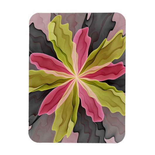 Joy, roze groene antracite Fantasy Fantasy Flower  Magneet (Verticaal)