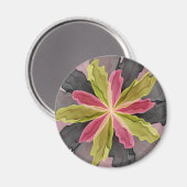 Joy, roze groene antracite Fantasy Fantasy Flower  Magneet (Voorkant / Achterkant)