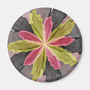 Joy, roze groene antracite Fantasy Fantasy Flower  Magneet