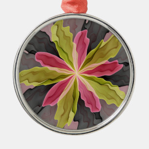 Joy, roze groene antracite Fantasy Fantasy Flower  Metalen Ornament