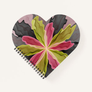 Joy, roze groene antracite Fantasy Fantasy Flower  Notitieboek