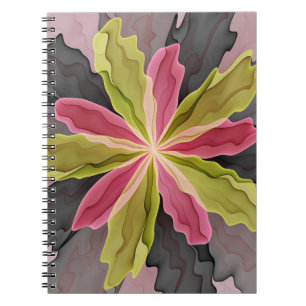 Joy, roze groene antracite Fantasy Fantasy Flower  Notitieboek