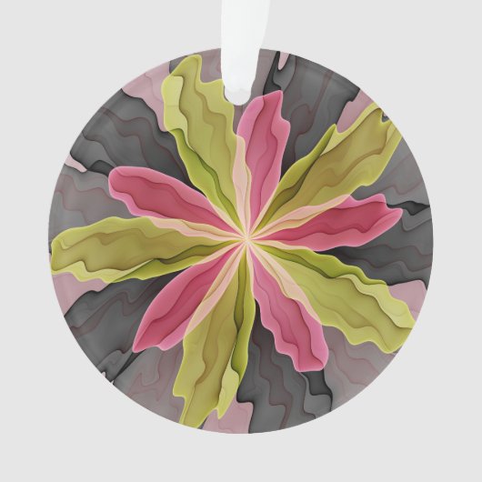Joy, roze groene antracite Fantasy Fantasy Flower  Ornament (voorkant)