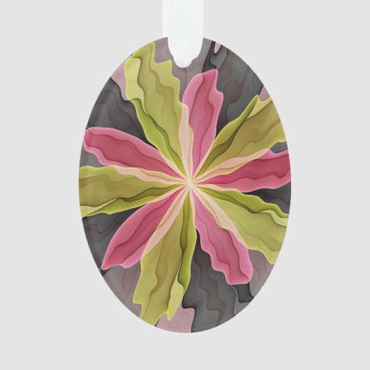 Joy, roze groene antracite Fantasy Fantasy Flower  Ornament (voorkant)