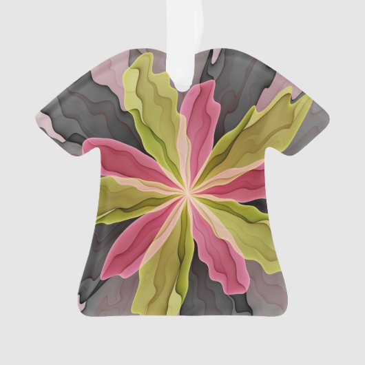 Joy, roze groene antracite Fantasy Fantasy Flower  Ornament (voorkant)
