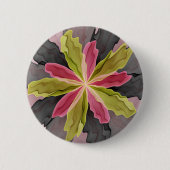 Joy, roze groene antracite Fantasy Fantasy Flower  Ronde Button 5,7 Cm (Voorkant)
