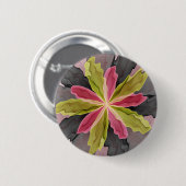 Joy, roze groene antracite Fantasy Fantasy Flower  Ronde Button 5,7 Cm (Voorkant /achterkant)
