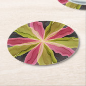 Joy, roze groene antracite Fantasy Fantasy Flower Ronde Kartonnen Onderzetter (Gebogen)