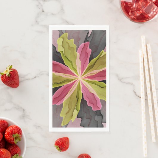 Joy, roze groene antracite Fantasy Fantasy Flower  Servet (Insitu)
