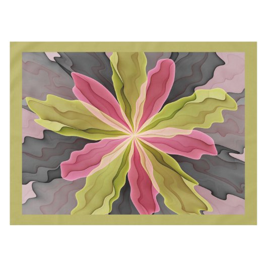 Joy, roze groene antracite Fantasy Fantasy Flower Tafelkleed (Voorkant (Horizontaal))