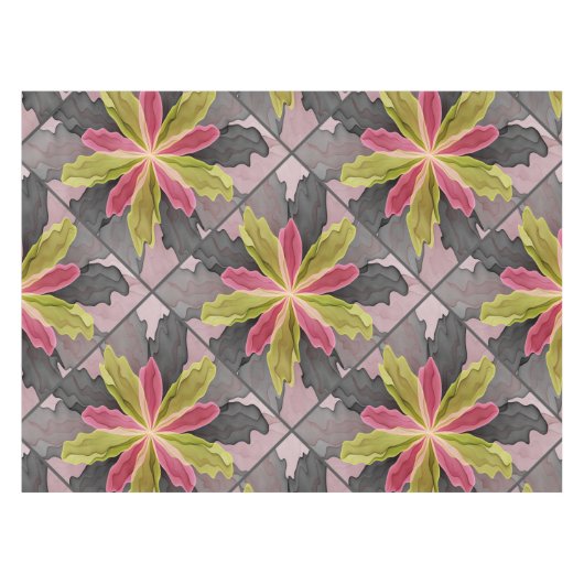 Joy, roze groene antracite Fantasy Fantasy Flower Tafelkleed (Voorkant (Horizontaal))