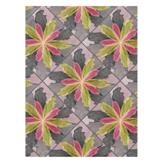 Joy, roze groene antracite Fantasy Fantasy Flower  Tafelkleed (Voorkant)