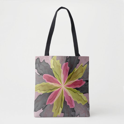 Joy, roze groene antracite Fantasy Fantasy Flower  Tote Bag (Voorkant)