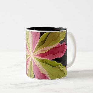 Joy, roze groene antracite Fantasy Fantasy Flower Tweekleurige Koffiemok