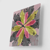Joy, roze groene antracite Fantasy Fantasy Flower  Vierkante Klok (Hoek)