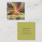 Joy, roze groene antracite Fantasy Fantasy Flower  Vierkante Visitekaartje (Voorkant / Achterkant)