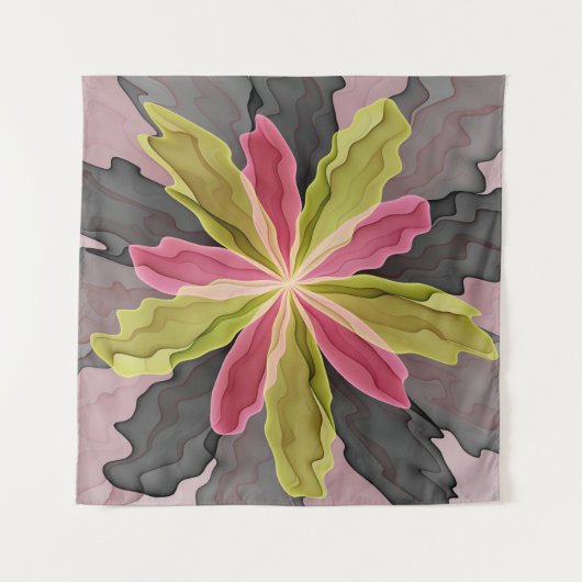 Joy, roze groene antracite Fantasy Fantasy Flower  Wandkleed (Voorkant)