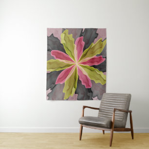 Joy, roze groene antracite Fantasy Fantasy Flower Wandkleed