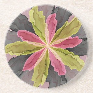 Joy, roze groene antracite Fantasy Fantasy Flower Zandsteen Onderzetter