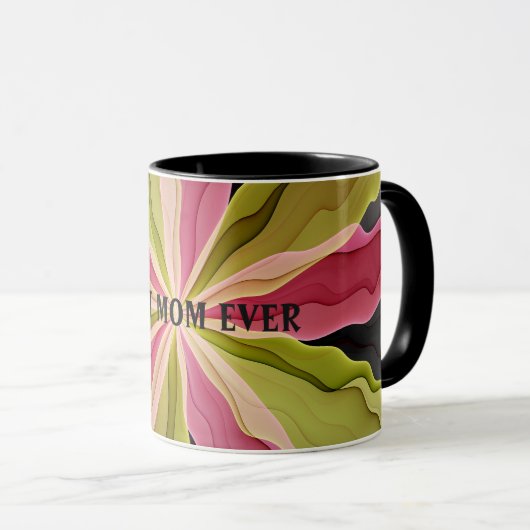 Joy, roze groene antracite, fractal Beste moeder Mok (Voorkant rechts)