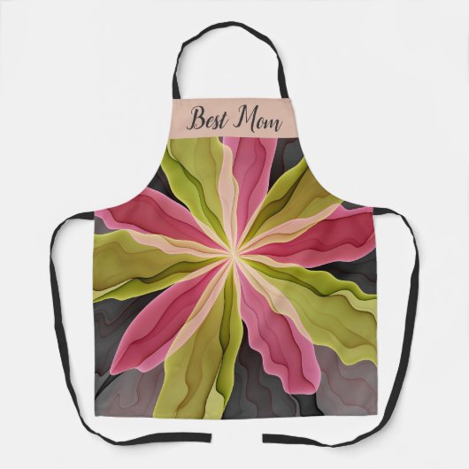 Joy, roze groene antracite, fractal Beste moeder Schort (Voorkant)
