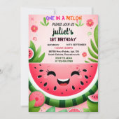 Joy roze zomer een in een meloen eerste 1e verjaar kaart (Voorkant)