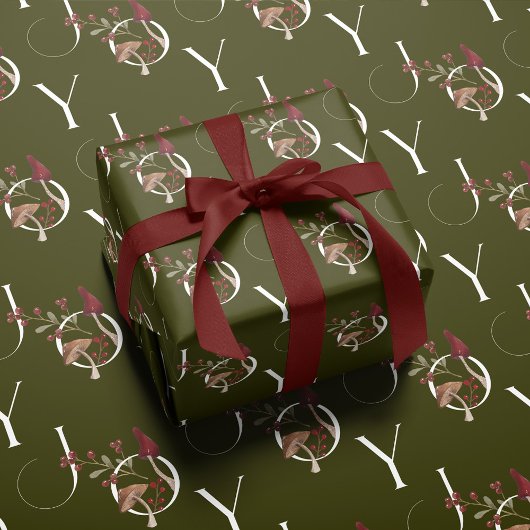 Joy rustieke bosrijke Waterverf paddenstoel kerst Cadeaupapier