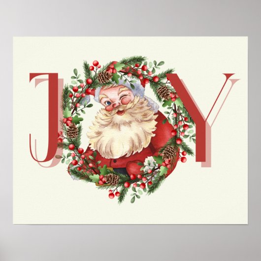 JOY Santa Christmas Wall Art Decor Poster (Voorkant)
