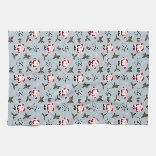 Joy, Santa en KerstHolly Theedoek (Horizontaal)