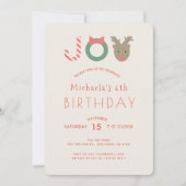 JOY Schattige rendier beige verjaardagsfeestuitnod Feestdagenkaart (Voorkant)