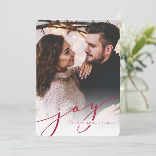 Joy Script | Elegant kerstmis Feestdagenkaart (Staand voorkant)