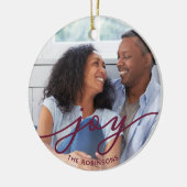 Joy Script | Familienaam Dubbele foto Keramisch Ornament (Links)