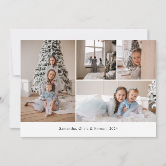 Joy Script Fotocollage Kerstmis Feestdagenkaart (Achterkant)