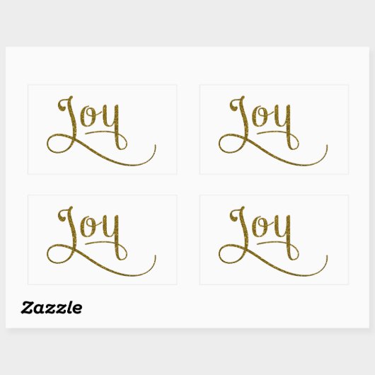 Joy Script Gold Glitter Rechthoekige Sticker (Vel)