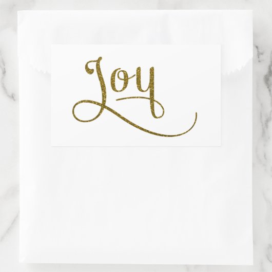 Joy Script Gold Glitter Rechthoekige Sticker (Tas)