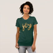 Joy Script Gold Green Custom Kerstmis T-shirt (Voorkant volledig)