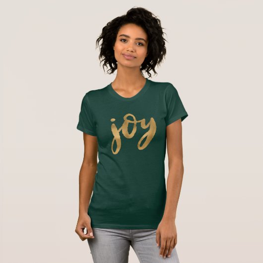 Joy Script Gold Green Custom Kerstmis T-shirt (Voorkant volledig)