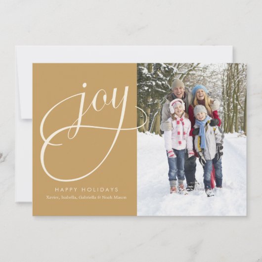 Joy Script | Goud Feestdagenkaart (Voorkant)