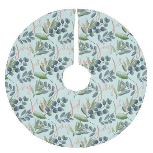 Joy Script Green Sage Floral Foliage met kerstmis Kerstboom Rok (Voorkant)