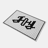 Joy Script Holiday Faux Tegel zwart-wit Deurmat (Schuin)