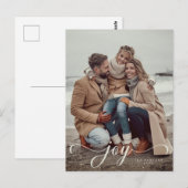 Joy script Kerst/Vakantie foto briefkaart (Voorkant / Achterkant)