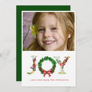 Joy script kerstfloral met aangepast formaat Ho Feestdagenkaart