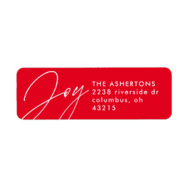 Joy script red kerstvakantie retouradres etiket