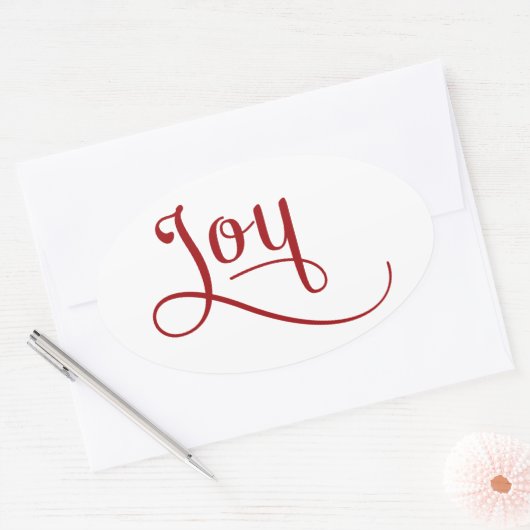 Joy Script Red Ovale Sticker (Envelop)