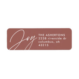 Joy script roos kerstvakantieadres etiket