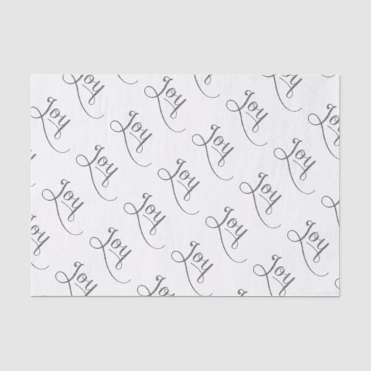 Joy Script Silver Glitter Tissuepapier (Voorkant)